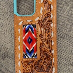 Western Style Leather Beaded iPhone 12 Pro Max Case